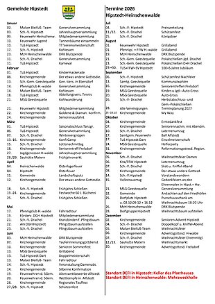 Terminkalender Hipstedt/Heinschenwalde